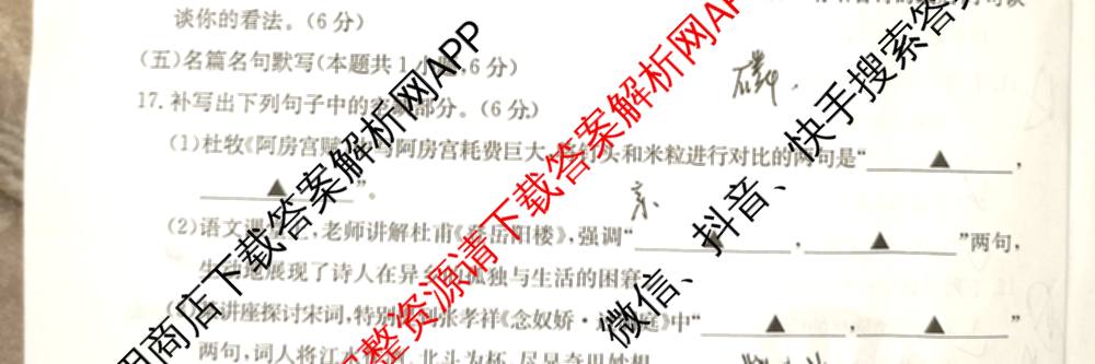 河北省沧州市2024-2025学年第二学期期末教学质量监测高一（9科全）语文试题