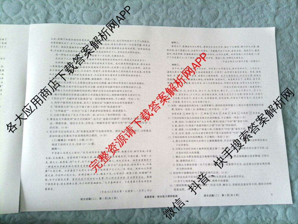 衡水真题密卷2025-2026学年度综合能力调研检测(二)2各科答案及试卷（含数学(B)、生物(2)、语文(B)等）语文试题